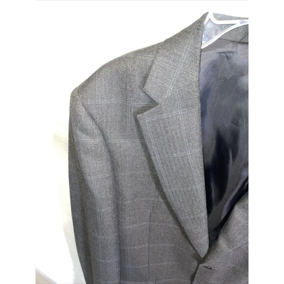 Haggar Suit Jacket Mens Size 42R Gray Windowpane Two Button Long Sleeve - Picture 5 of 12